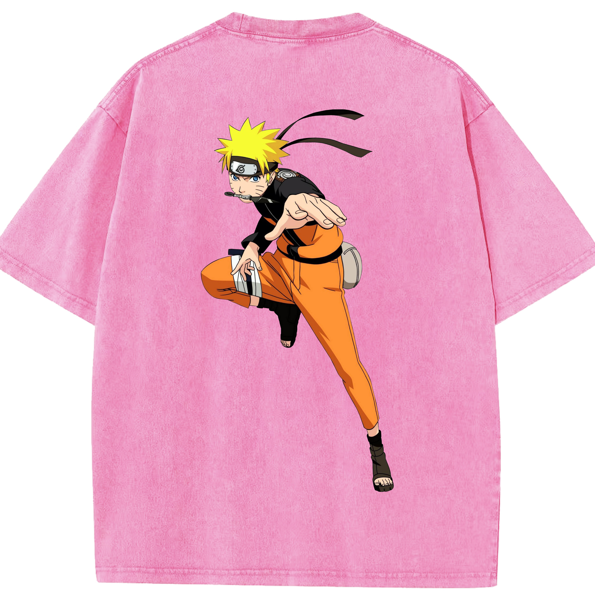 （画像用） NARUTO -ナルト- うずまき ナルト Uzumaki Naruto 綿100% ヴィンテージ風 半袖Tシャツ（背面プリント）